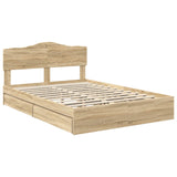 Storage Bed with Drawer Sonoma Oak 140 x 190 cm Engineered Wood 3413098