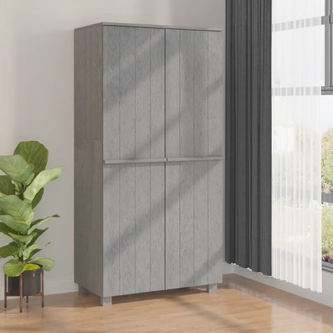 ZNTS Wardrobe HAMAR Light Grey 89x50x180 cm Solid Wood Pine 340483