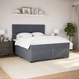 Box Spring Bed with Mattress Dark Grey 200x200 cm Velvet 3291009