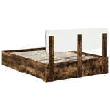 Bed Frame with Drawer Smoked Oak 150 x 200 cm Engineered Wood 3412361
