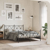 Metal Bed Frame without Mattress with Footboard Black 137x190cm 376519