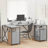 Desk with Shelf Grey Sonoma 182 x 101 x 87.5 cm Engineered Wood 3376139