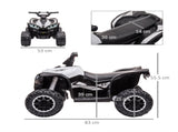 12V Ride-On Quad Bike w/ Music, Horn, for Ages 3-5 Years - White T3398P348327