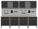 Work Cabinet with Drawer 10 pcs Black Engineered Wood and Steel 3321484