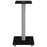 Speaker Stands 2 pcs Black&Silver Tempered Glass 1 Pillar Design 51810