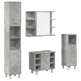 4 Piece Bathroom Furniture Set Concrete Grey Engineered Wood 3324850