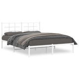 Metal Bed Frame without Mattress with Headboard White 150x200cm 355612