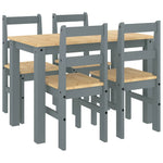 ZNTS 5 Piece Dining Set Panama Grey Solid Wood Pine 3345171