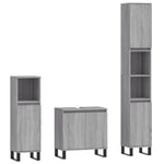 ZNTS 3 Piece Bathroom Cabinet Set Grey Sonoma Engineered Wood 3187803
