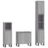 ZNTS 3 Piece Bathroom Cabinet Set Grey Sonoma Engineered Wood 3187803