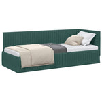 Corner Bed Frame with Headboard Dark green 80 x 200 cm Velvet 42016248