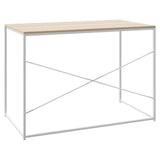 Computer Desk White and Oak 110x60x70 cm Engineered Wood 30210