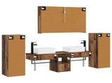 Bathroom Furniture Set 6 pcs Old Wood Engineered Wood and Glass 3407141