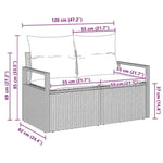 Garden Sofa with Cushion Black 120 x 62 x 69cm Poly Rattan 42006771