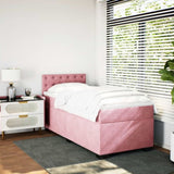 Box Spring Bed with Mattress Pink 90x200 cm Velvet 3286215