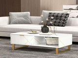 Elegant Marble Effect Storage Coffee Table - White T3398P328273
