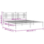 Metal Bed Frame without Mattress with Headboard White 200x200cm 376380