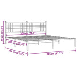 Metal Bed Frame without Mattress with Headboard White 200x200cm 376380