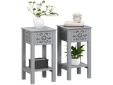 Set of Two Elegant Floral Cut-Out Side Tables - Grey T3398P344559