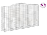 Arched Gabion Baskets 2 pcs 300x50x220/240 cm Galvanised Iron 3146809