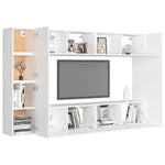 8 Piece TV Cabinet Set White Engineered Wood 3078669