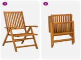 5-Piece Garden Dining Set Natural Solid Acacia Wood 3434599