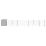 Dog House with Run Light Grey 110x813x110 cm Galvanised Steel 3189086