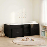 Loft Bed Frame with Cabinet 3 pcs Black Engineered Wood 3423383