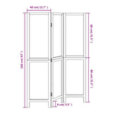 Room Divider 3 Panels White Solid Wood Paulownia 358669