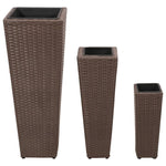 Garden Raised Beds 3 pcs Poly Rattan Brown 40535