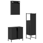 ZNTS 3 Piece Bathroom Furniture Set Black Engineered Wood 3214820