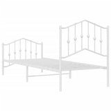 Metal Bed Frame without Mattress with Footboard White 90x200cm 373849