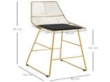 Set of 2 Bar Stools, Modern Counter Height Breakfast Bar Chairs with Wire Metal Frame for Kitchen, T3398P378036