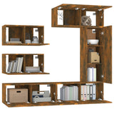 6 Piece TV Cabinet Set Smoked Oak Engineered Wood 3114555