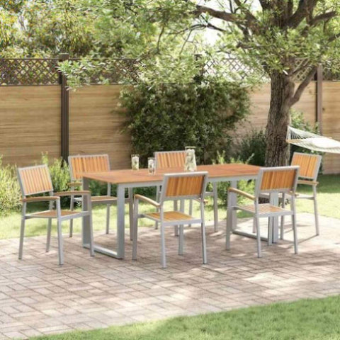 Garden Dining Set 7 pcs Grey and brown 200 x 90 x 75 cm 3284357