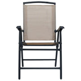 Chair Set of 2 Taupe Textilene, Steel Medium Foldable Chair 47925
