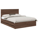 Bed Frame with Drawer Brown Oak 150 x 200 cm Engineer Wood 3411109