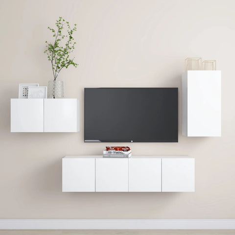 ZNTS 4 Piece TV Cabinet Set White Engineered Wood 3078677