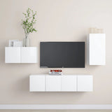 4 Piece TV Cabinet Set White Engineered Wood 3078677