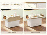 Rolling Kitchen Island with Drop Leaf, Kitchen Storage Cart with Drawer, Spice Rack and Towel Rack, T3398P378828