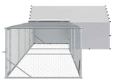 Chicken Coop with Roof and Yard 2 pcs Silver 700 x 200 x 150 cm 3434659