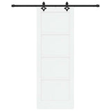 Sliding Door 78 x 211 cm Engineered Wood White and Black 3450113