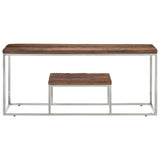 Coffee Table Silver Stainless Steel and Solid Wood Sleeper 350021