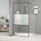 Walk-in Shower Wall Black 100x195 cm Half Frosted ESG Glass 152107