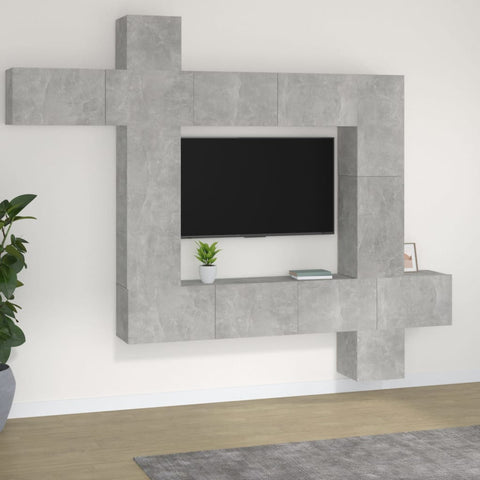 9 Piece TV Cabinet Set Concrete Grey Engineered Wood 3114657