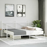 Daybed with Trundle without Mattress White 107x203 cm Steel 4104692