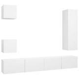 5 Piece TV Cabinet Set White Engineered Wood 3078697