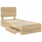 Bed Frame with Drawer Sonoma Oak 100 x 200 cm Engineered Wood 3412821