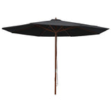 Garden Parasol Black Bamboo, hardwood, polyester Large Foldable 47138