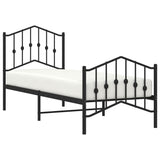 Metal Bed Frame without Mattress with Footboard Black 75x190cm 373797